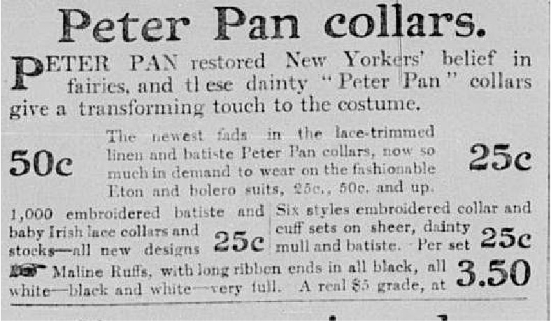 1906 - Department store ad touting peter pan collars